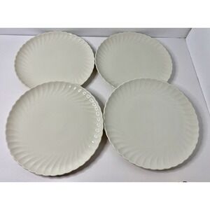 Syracuse Silhouette Beloved All White Body Scalloped Dinner Plate Lot Of 4